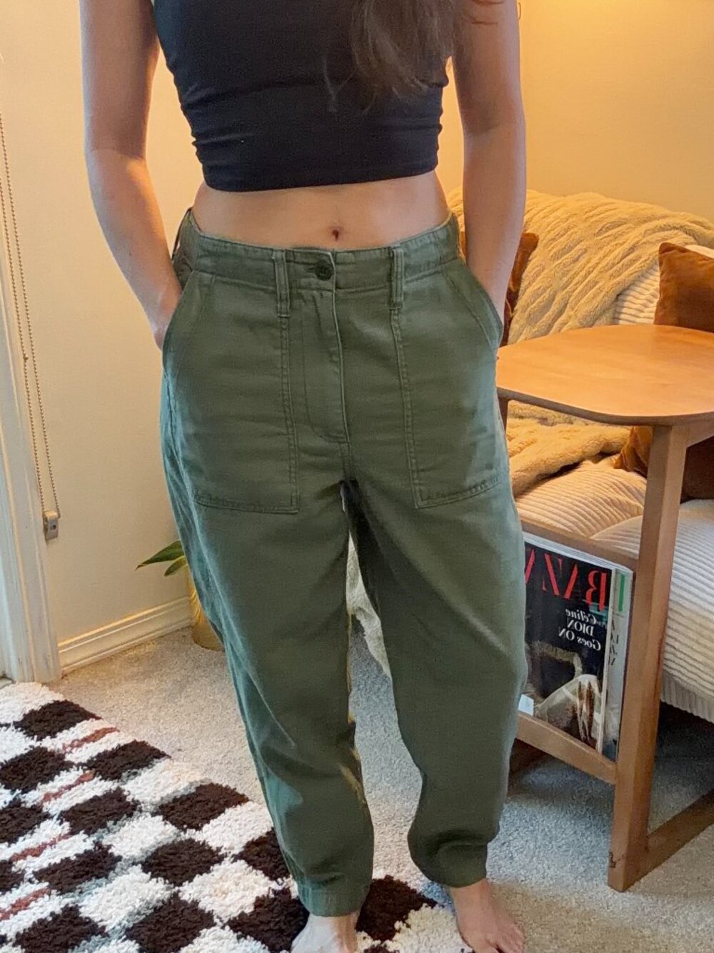 Madewell Griff Tapered Fatigue Cargo Utility Pants Olive Green Size 25 NA150
